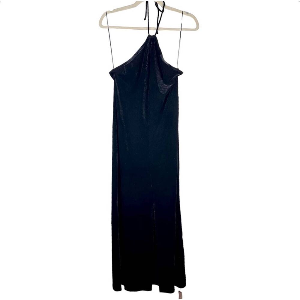 Reformation Black Velvet Halter Dress-  Sz L - Picture 7 of 16